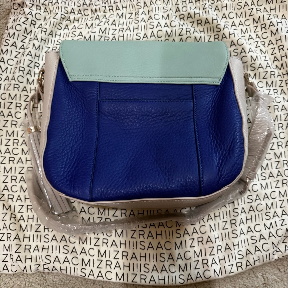 NWOT Isaac Mizrahi Bridgehampton Blue Green Leather Shoulder Bag Purse - Picture 7 of 16
